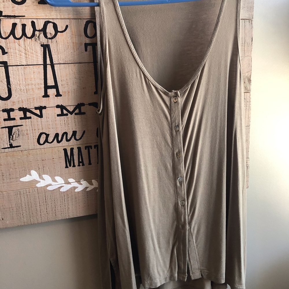 Olive Taupe tank with buttons
